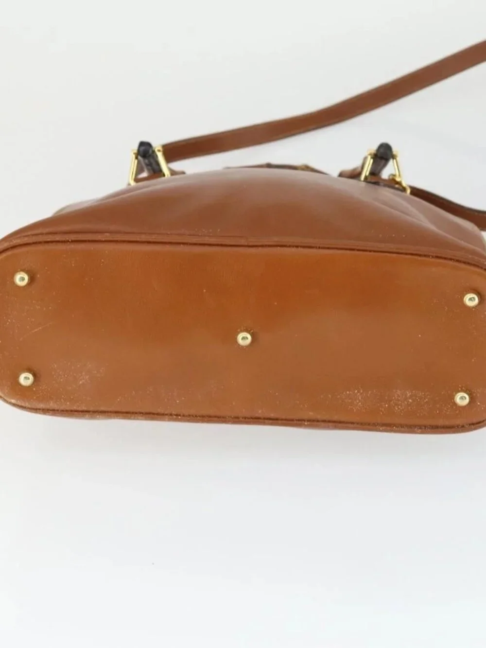GUCCI Bamboo Hand Bag Leather 2way Brown Gold 000 122 0290 Auth 168572